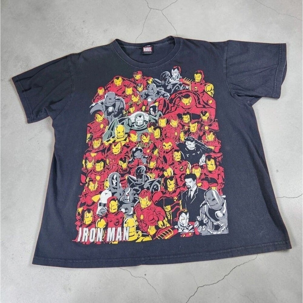 Marvel Iron Man Armor Evolution Tee Mad Engine Y2K Iron Legion Black T-Shirt Lg